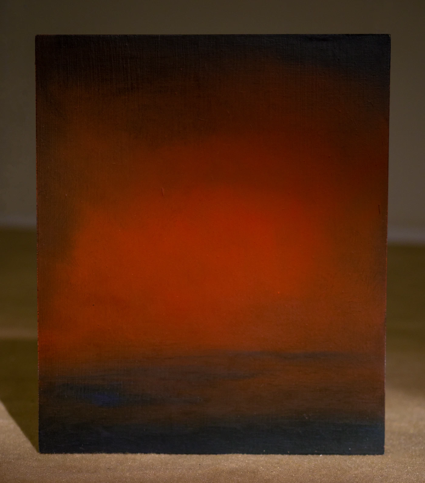 Feu volé aux Dieux, 2023, huile sur bois, 30 × 25 cm