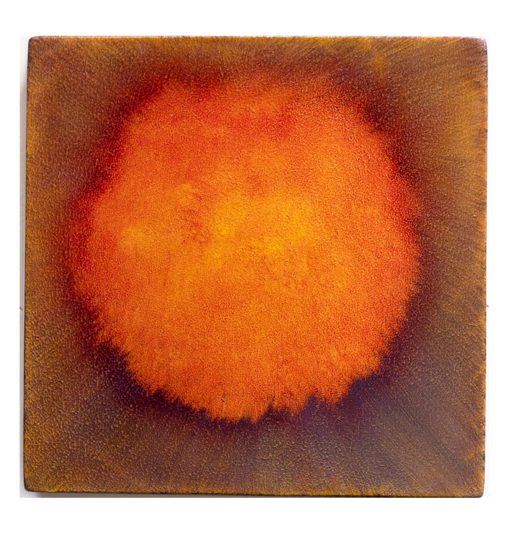 Under the Fire, 2025, huile sur bois, 20 × 20 cm